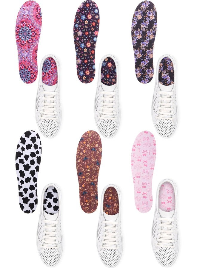 Velmitten 6 Pairs No Show Socks Sockless Shoe Liner Washable Barefoot Shoe Insoles No Slipping Inserts for Women Man (Vibrant Style) - Image 1